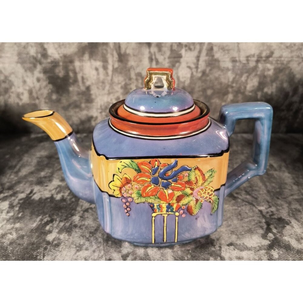 Antique TT Takito Lustre Ware Teapot Hand Painted Floral Hand-Painted